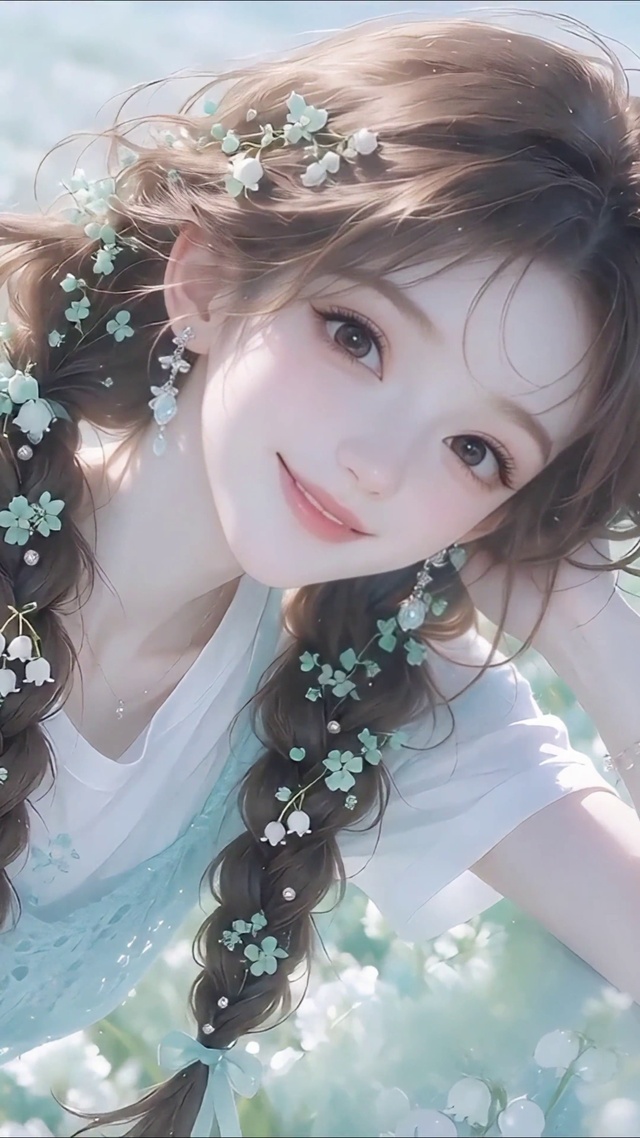 花海甜美微笑少女