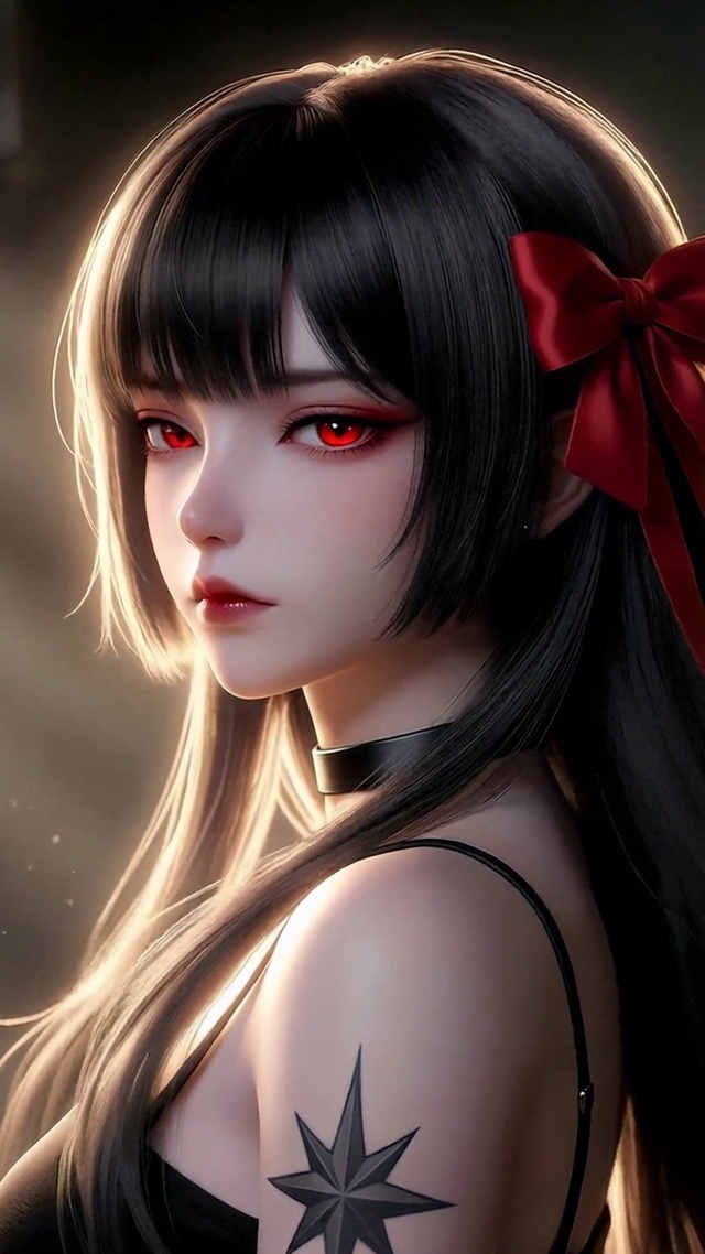 光影红眸美女