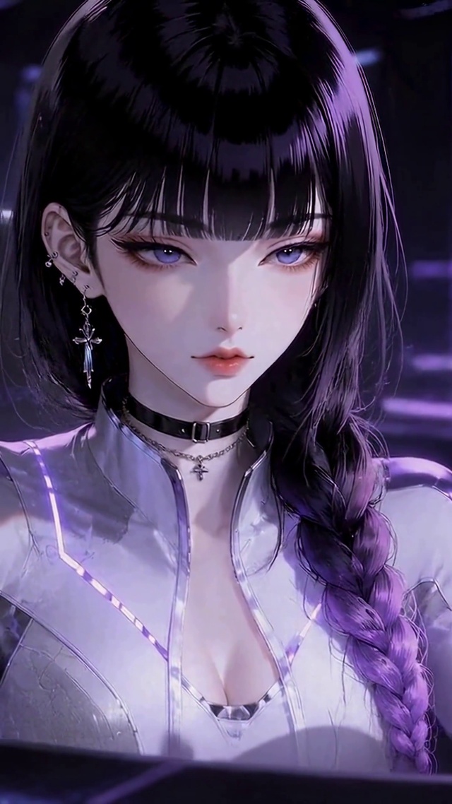 紫调赛博未来科技美少女