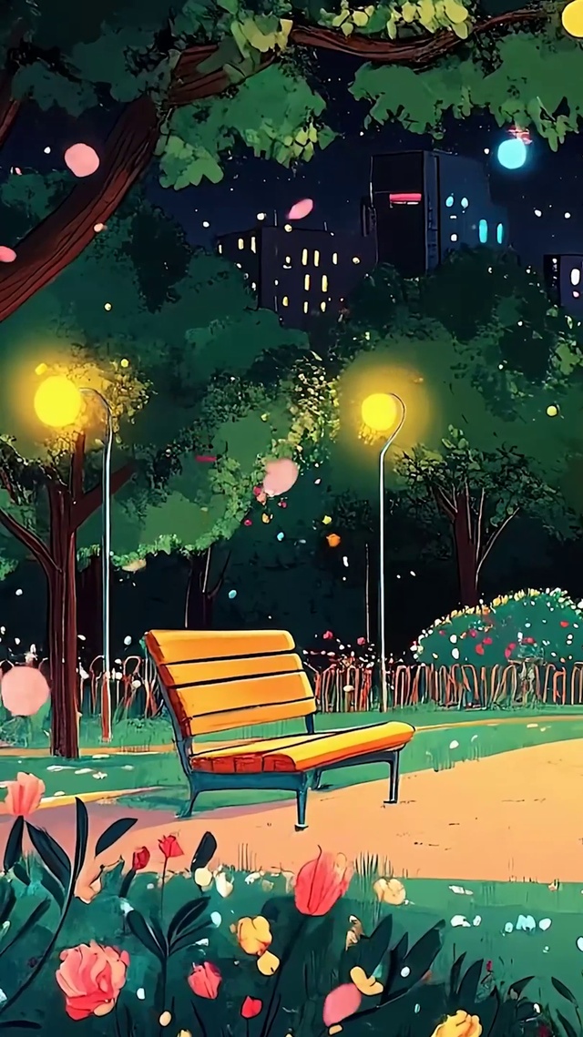 夜景星空树木