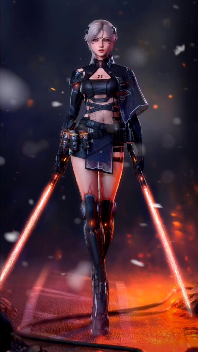 赛博朋克美女武士4k