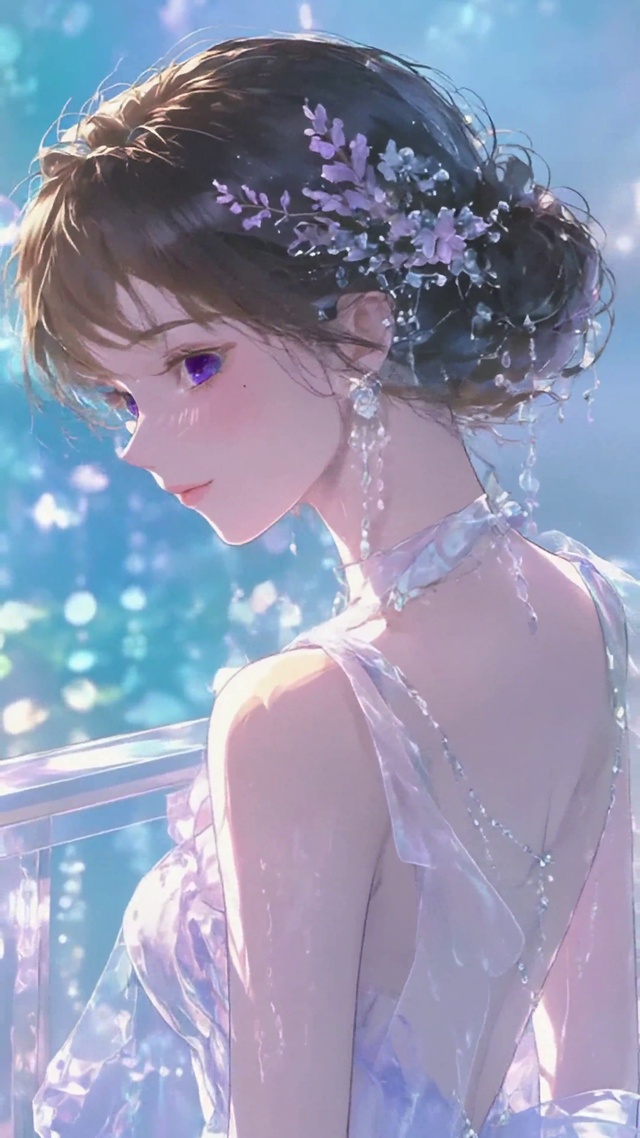 水色波光轻纱少女