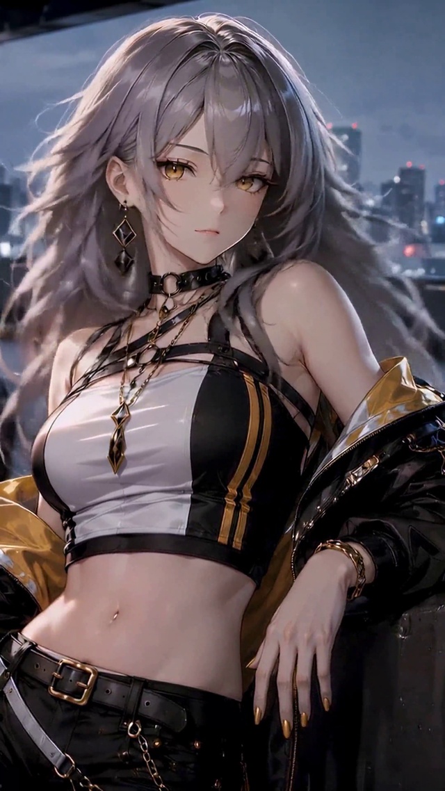 雨夜酷飒二次元美少女