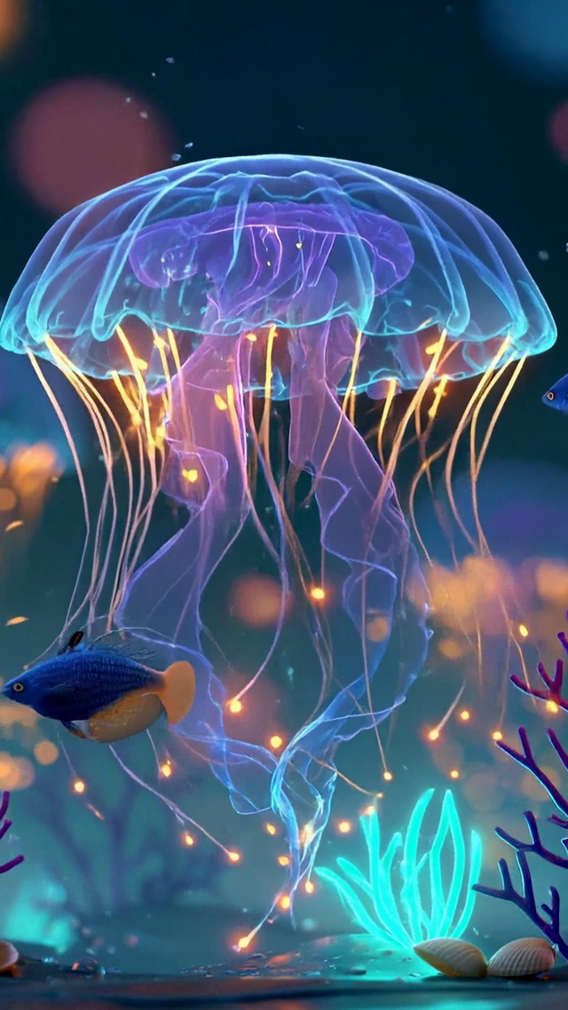 梦幻深海发光水母