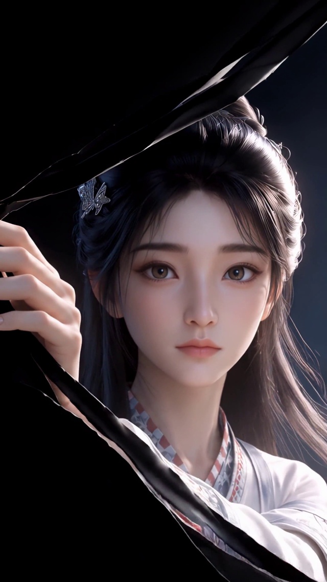 古风素颜美人撕开屏幕