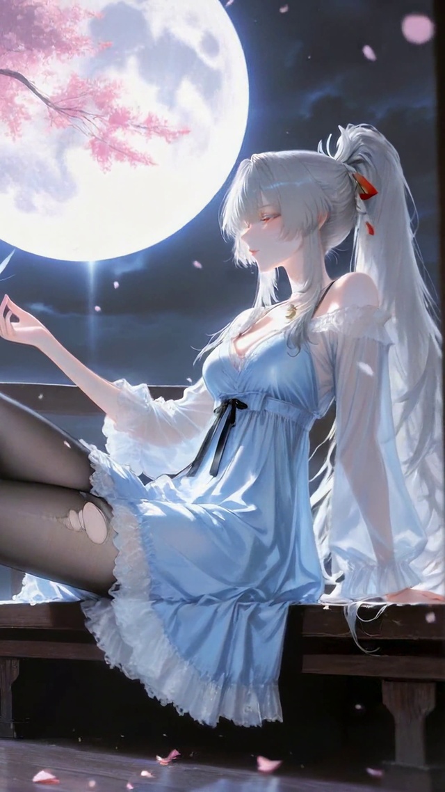 月下樱花银发美少女绯雪