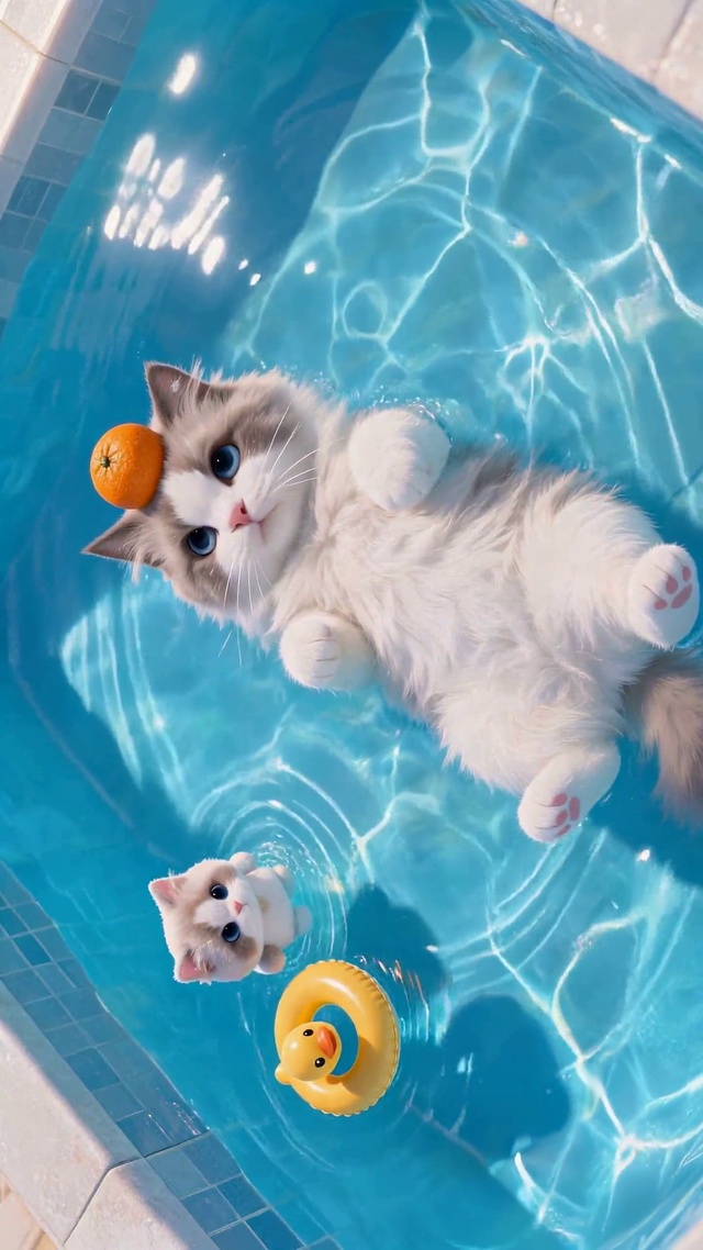 泡澡的可爱布偶小猫