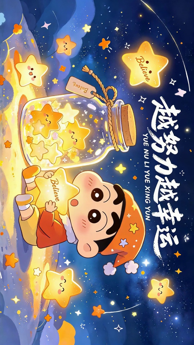 越努力越幸运 蜡笔小新