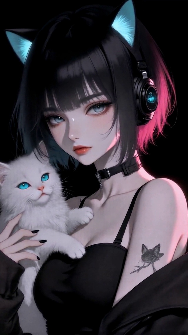 赛博风猫耳少女
