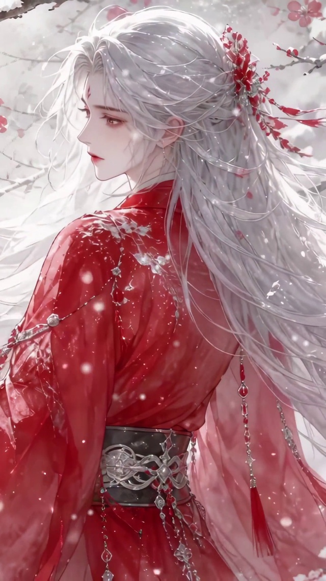 雪中红衣少年