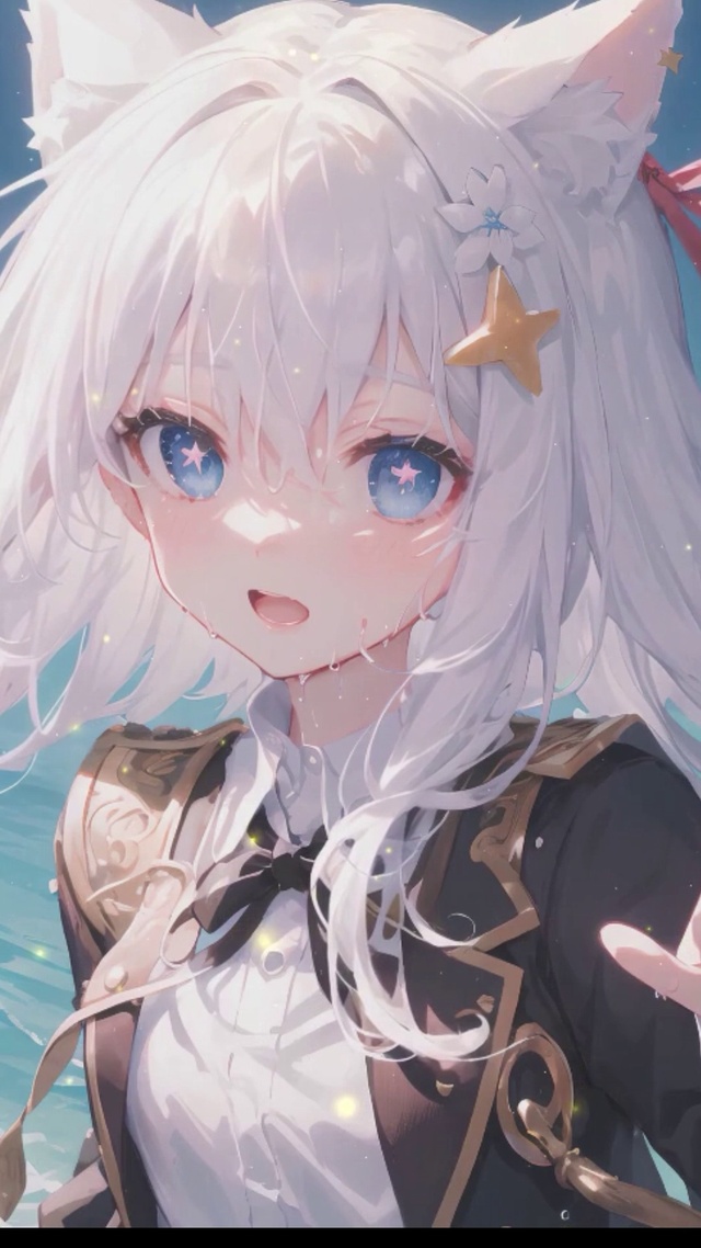 可爱白发猫耳少女