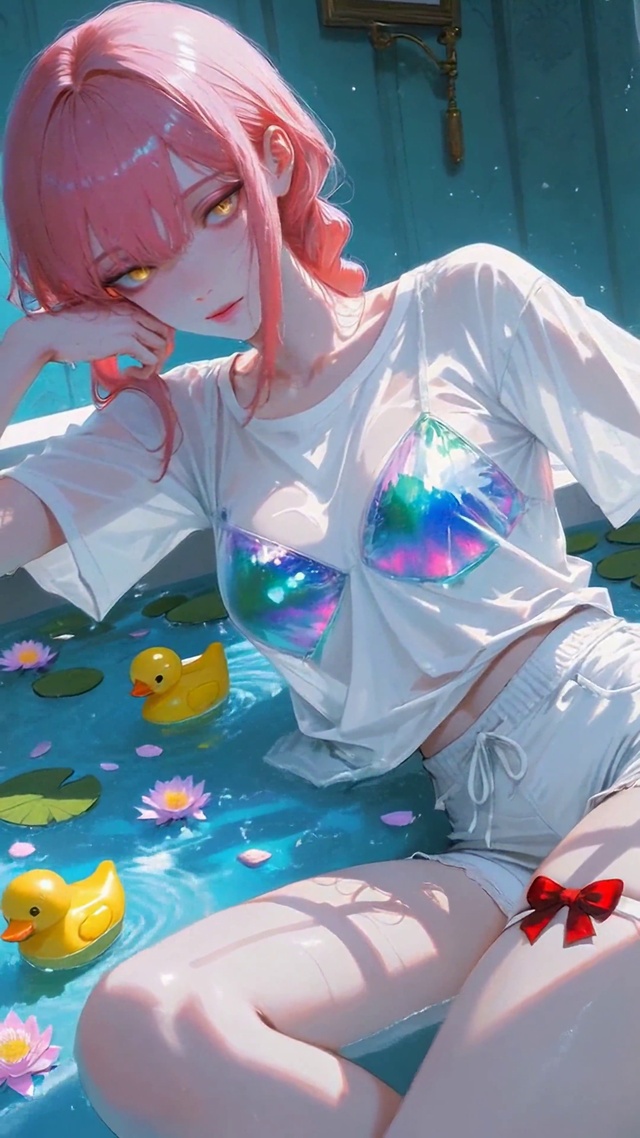 浴缸粉发甜美女孩玛琪玛