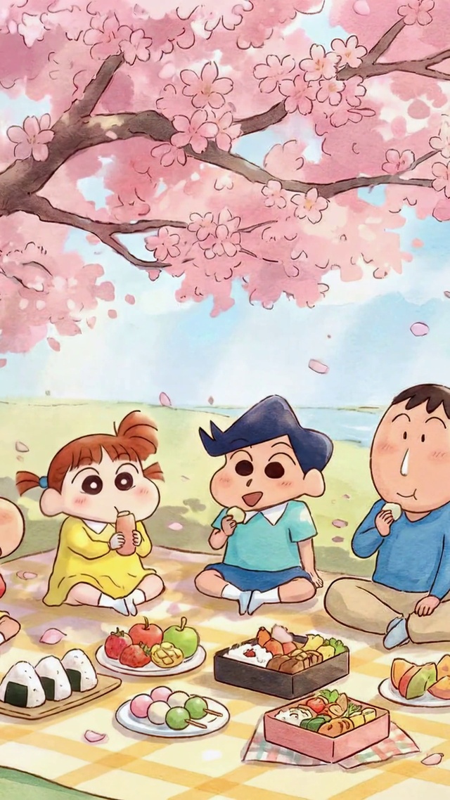 蜡笔小新樱花下春日野餐