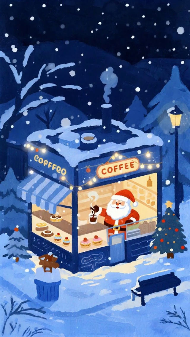 圣诞老人冬日拉花