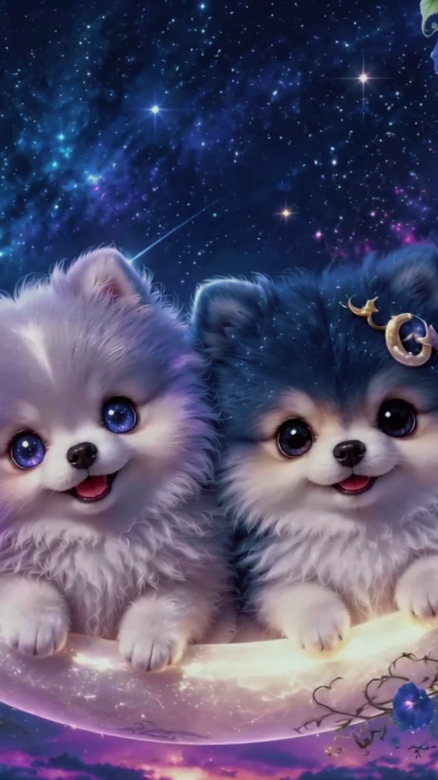 星空秋千可爱小狗