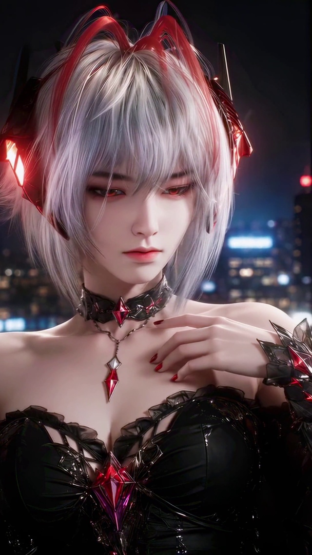 暗夜都市冷艳红发美少女