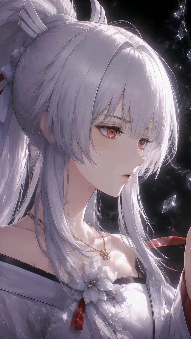 碎镜前的银发美少女绯雪