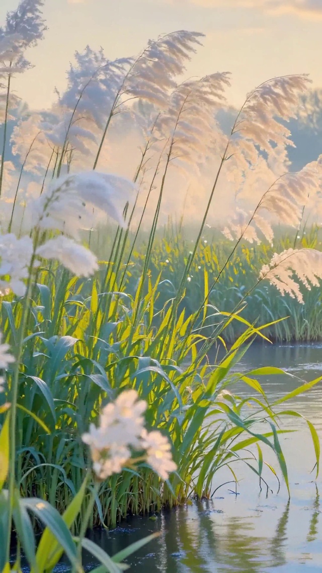 暖阳下的芦苇丛