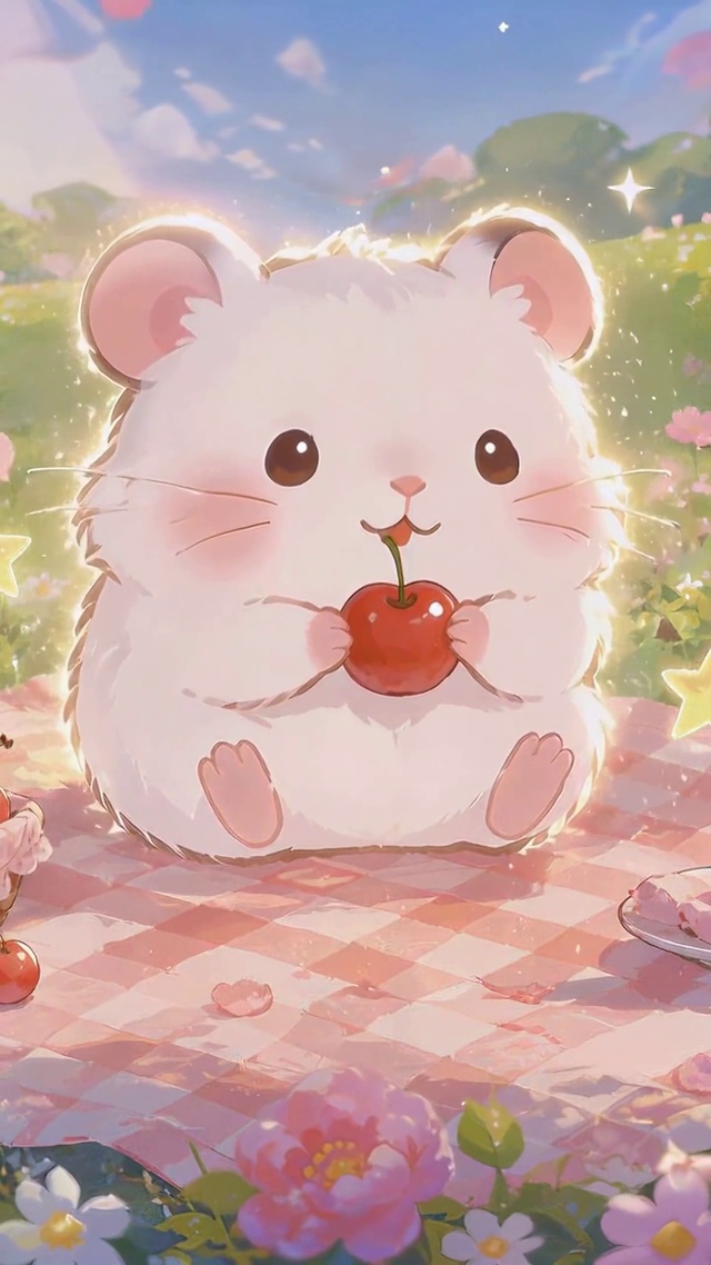 花田野餐可爱仓鼠