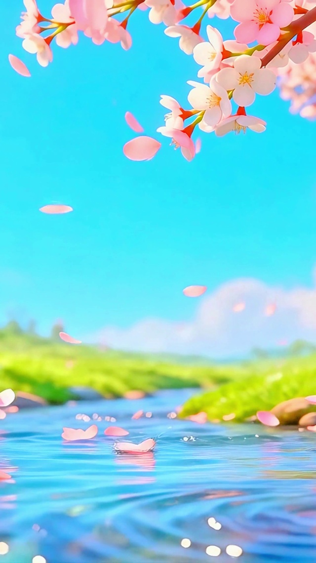 唯美落花溪流4K