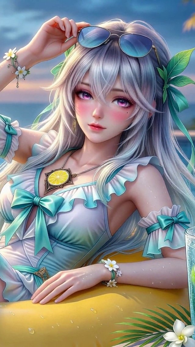 清凉夏日泳池二次元美少女