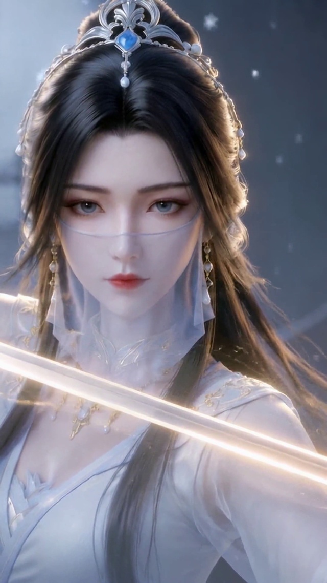 古风清冷白衣持剑美女