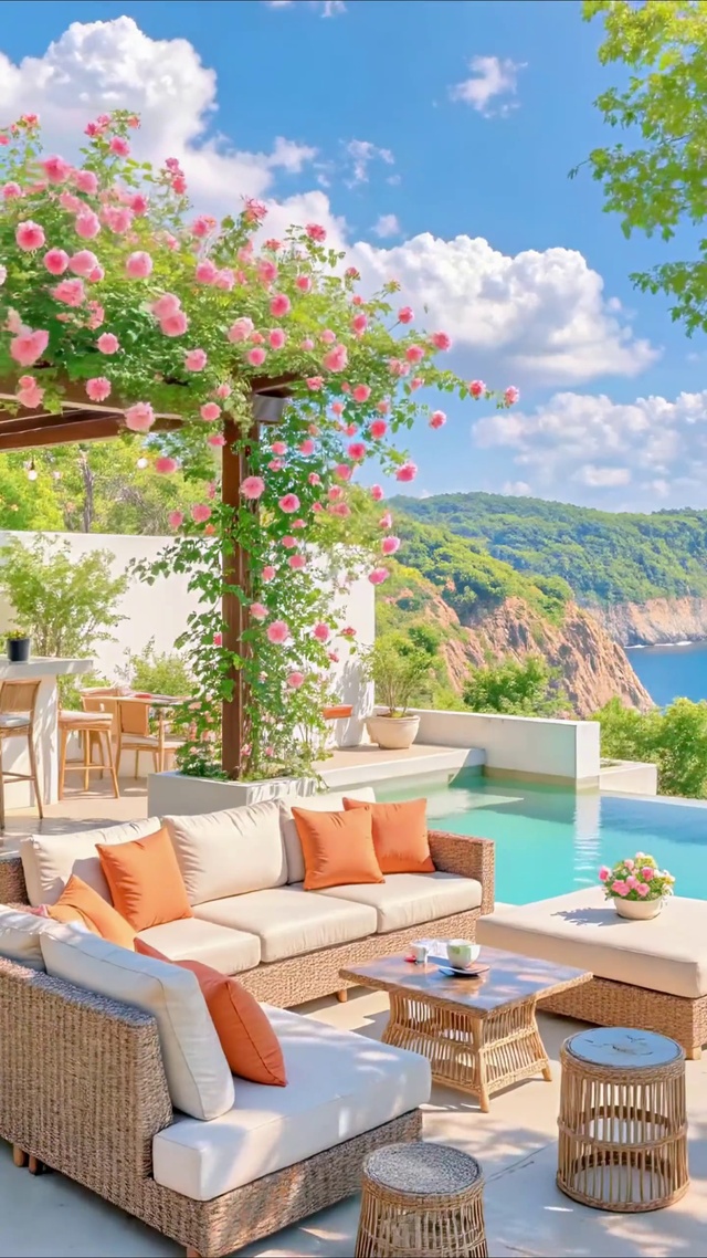 蓝天下度假露台