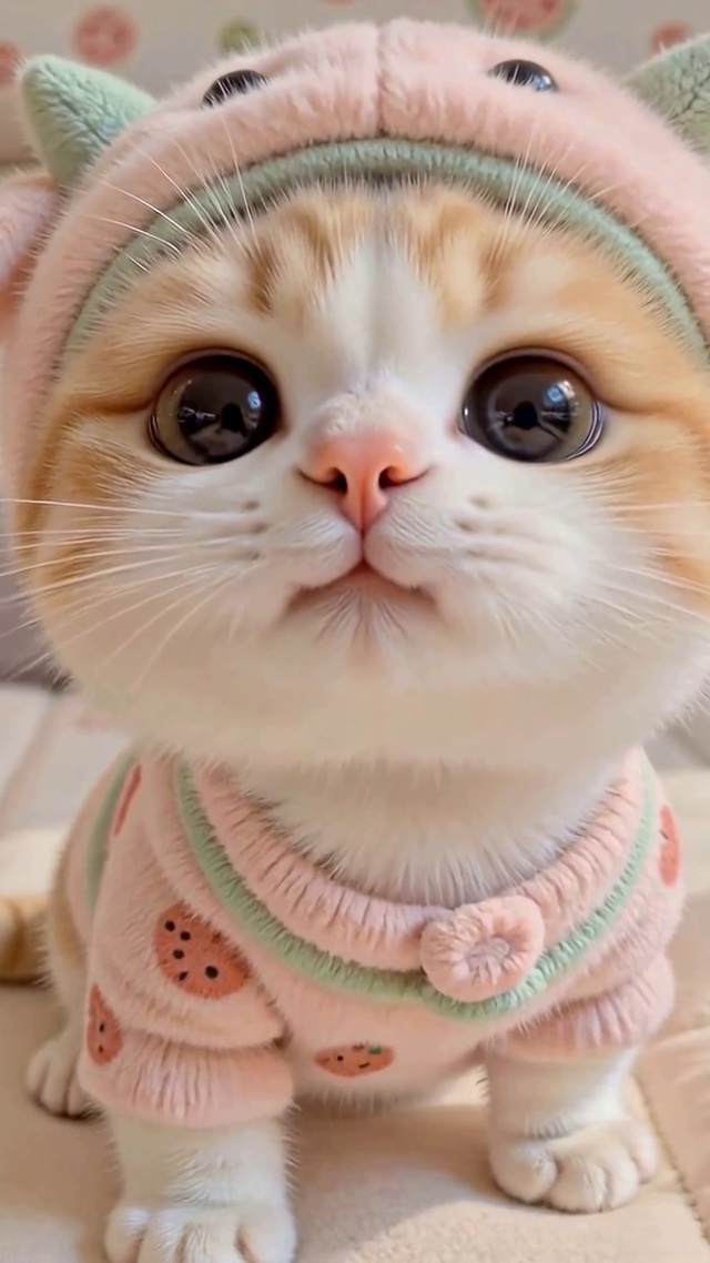 软萌可爱穿睡衣小奶猫
