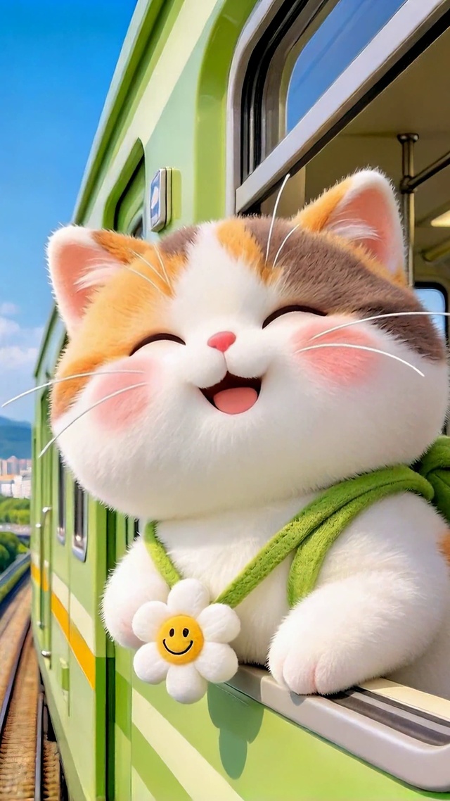 小猫列车观赏城市河景