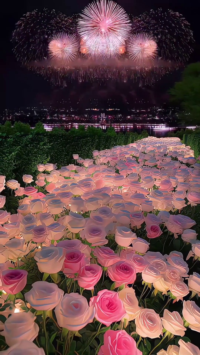 浪漫的烟花花海