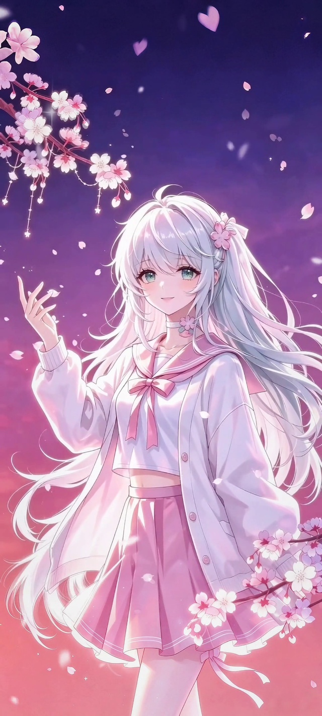 紫霞下的樱花JK少女