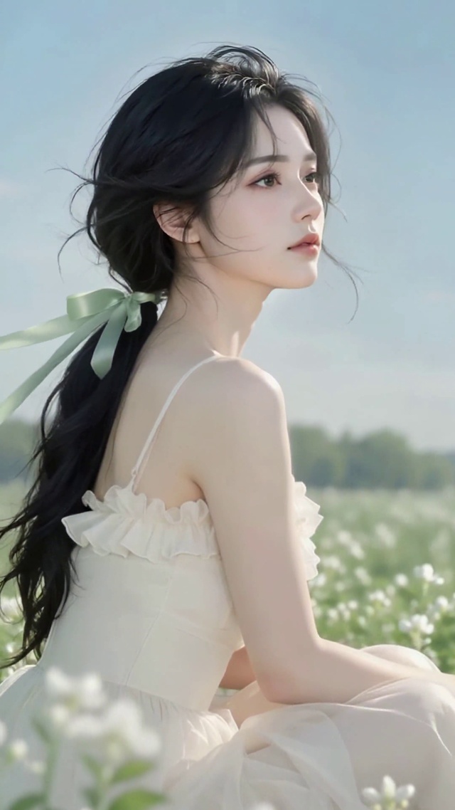 清新花田温柔美女