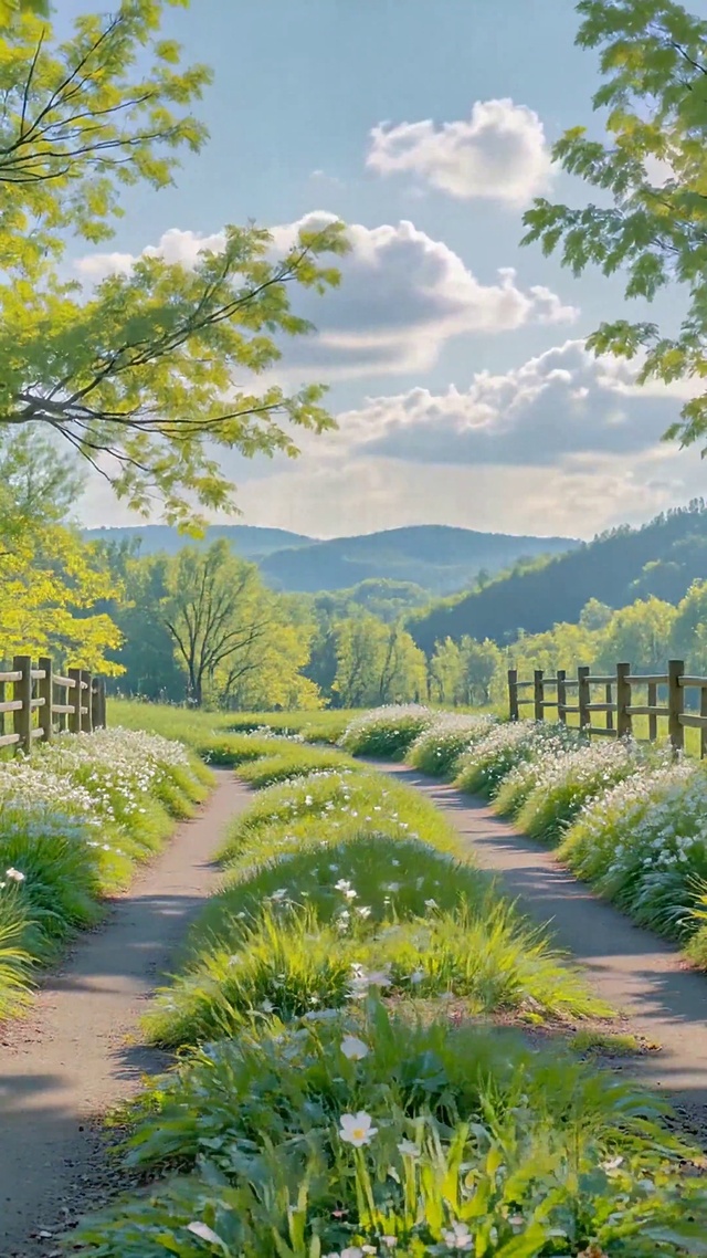 清新林间花道春日美景