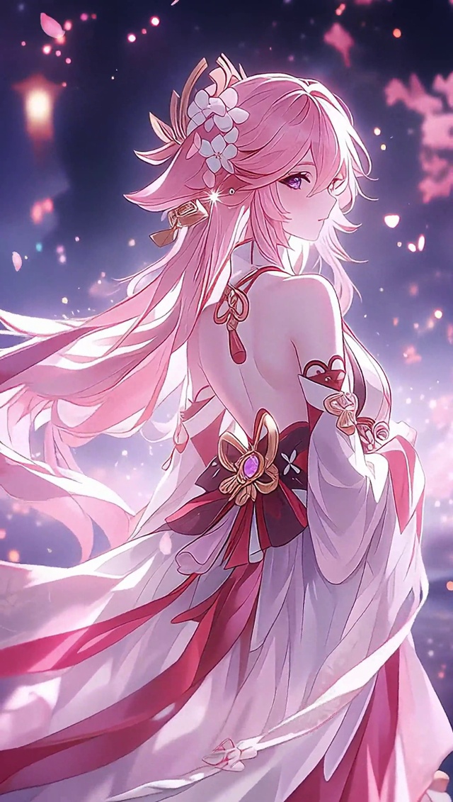 八重神子丨夜湖樱影丨