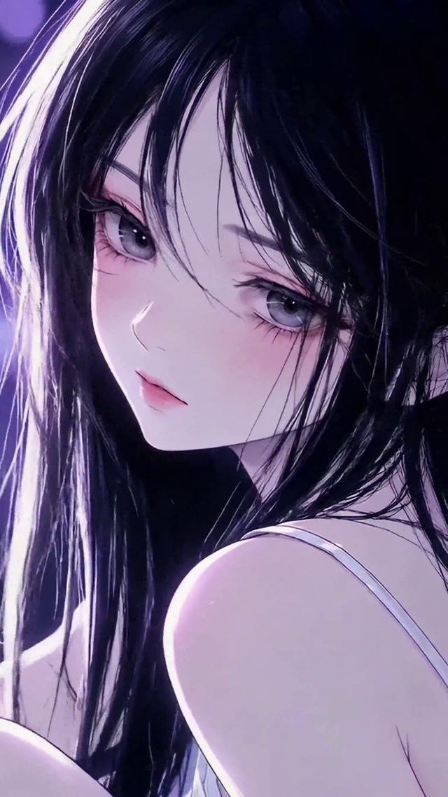 暗夜紫光二次元长发美少女