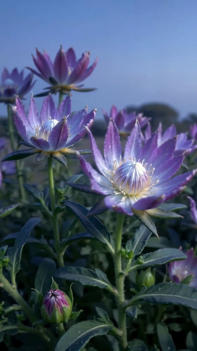 暮色郊野紫色花海