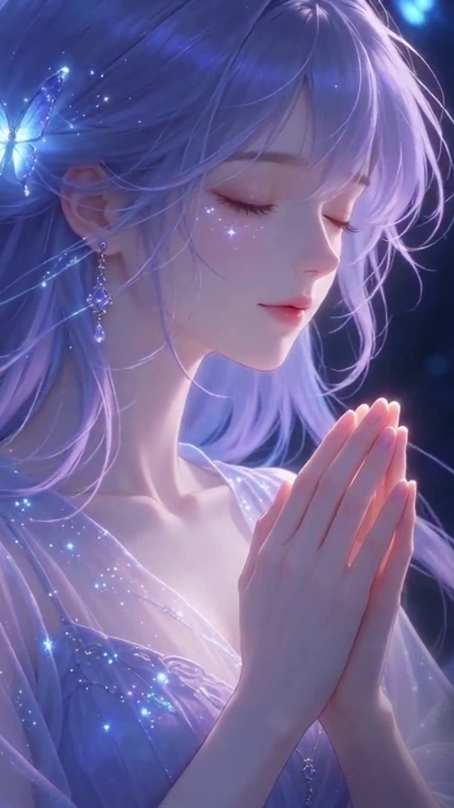 唯美暗夜荧光蝶少女