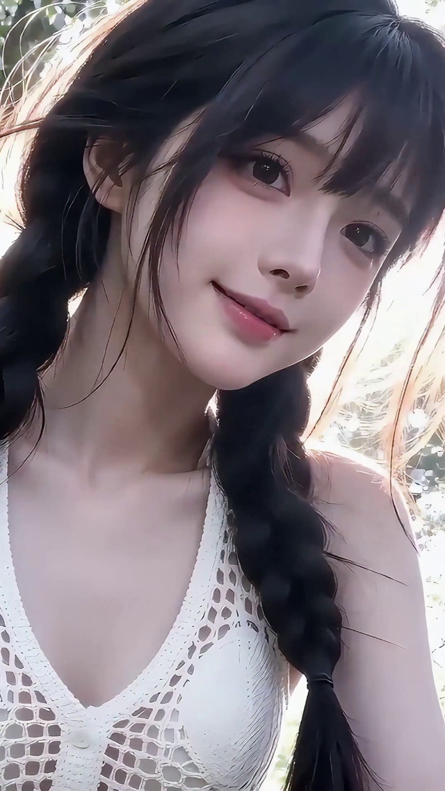 森系清纯麻花辫少女