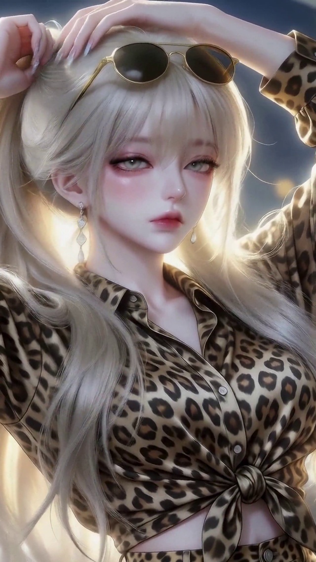 酷飒豹纹金发美少女