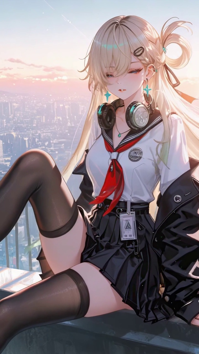 风与夕阳下的少女-琳奈