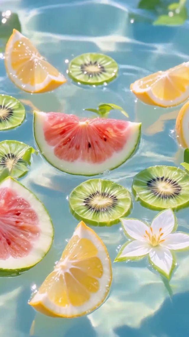 清透水面缤纷果切