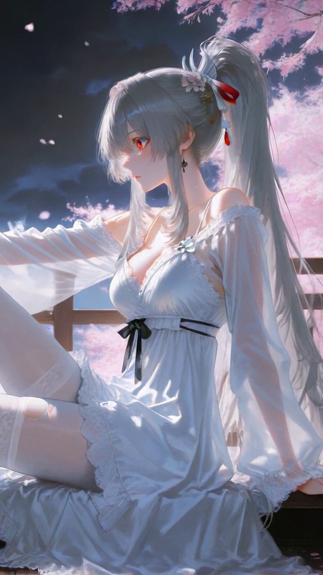 月下樱花白丝女神绯雪