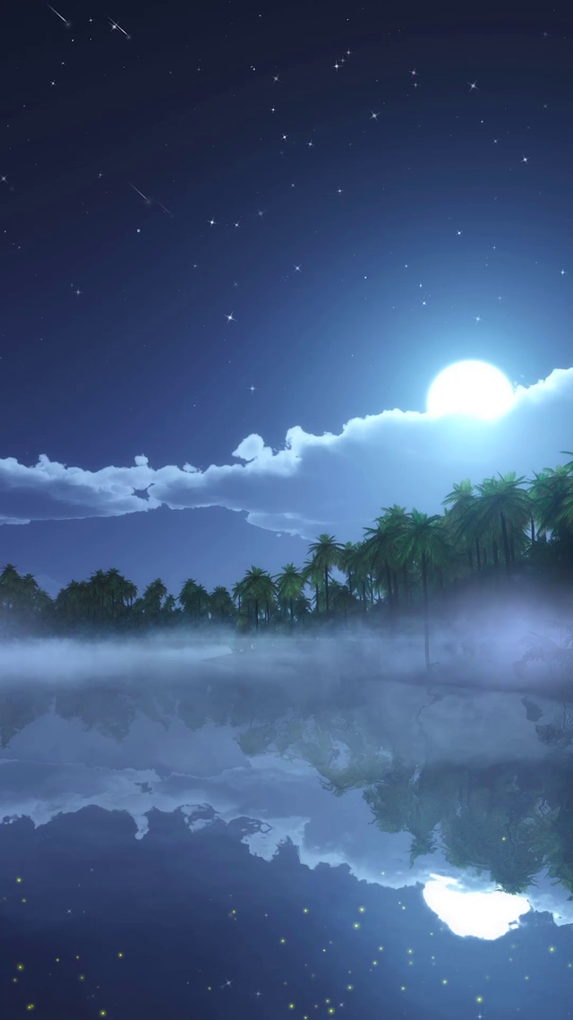 宁静的湖面月色