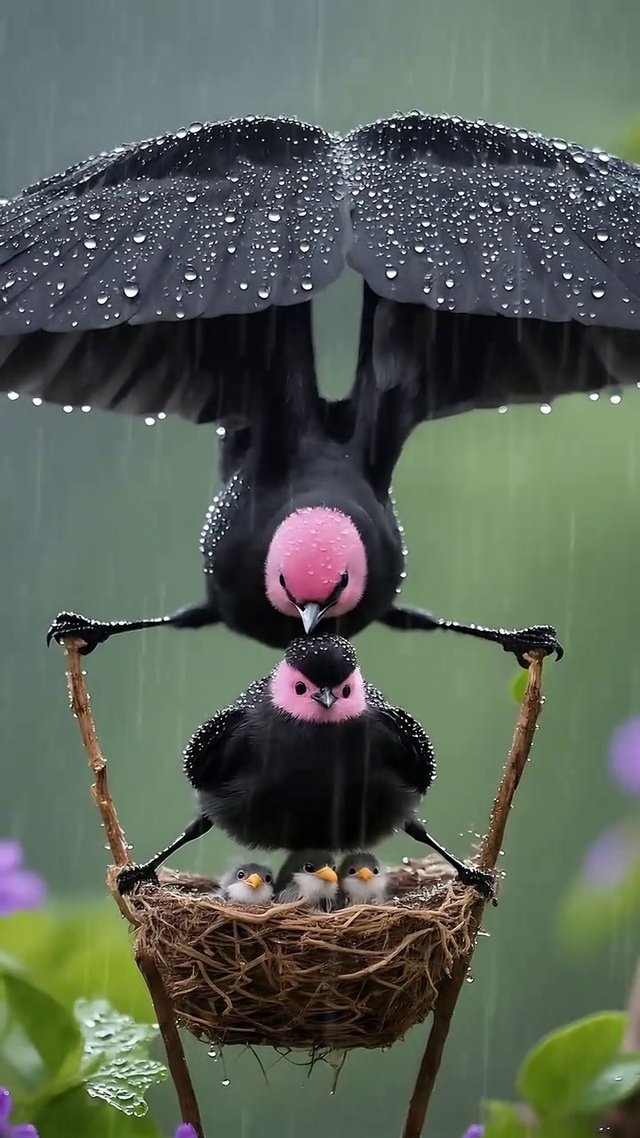 雨中小鸟