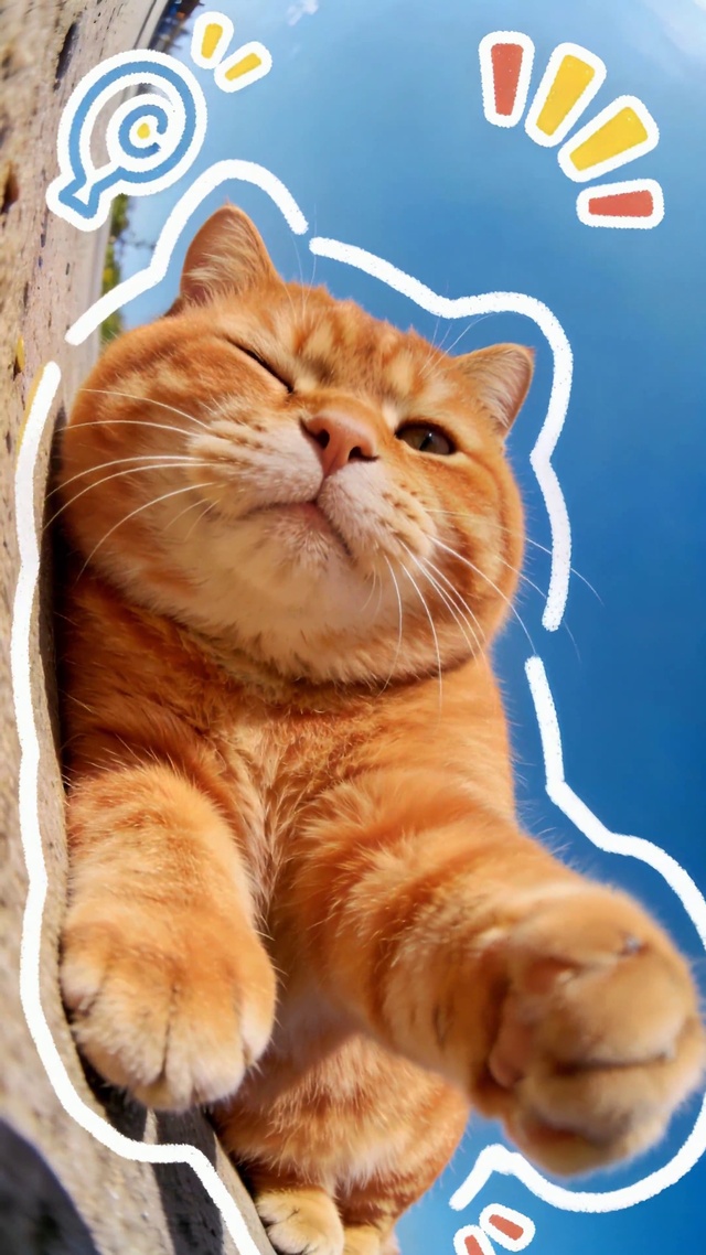 可爱眨眼橘猫治愈壁纸