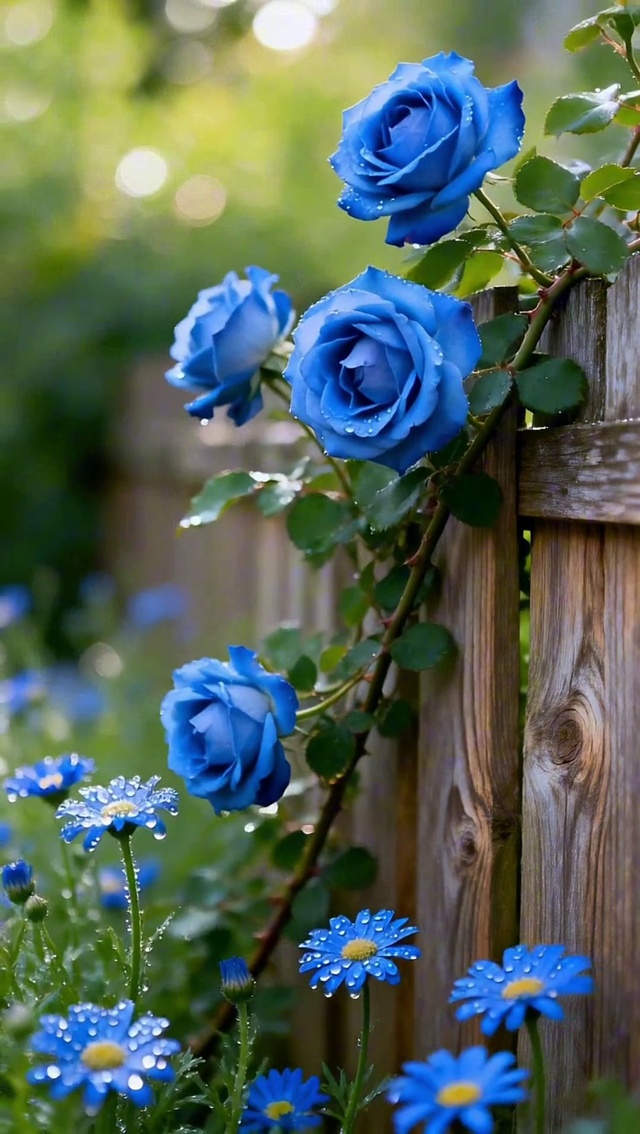 蓝玫绕篱香