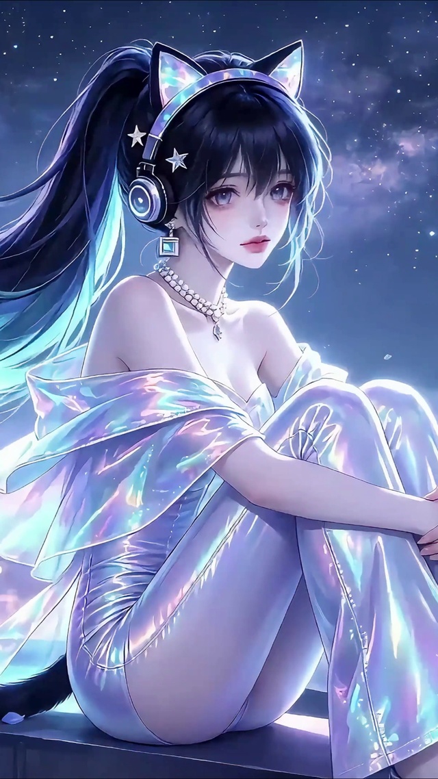 天台赛博黑猫少女