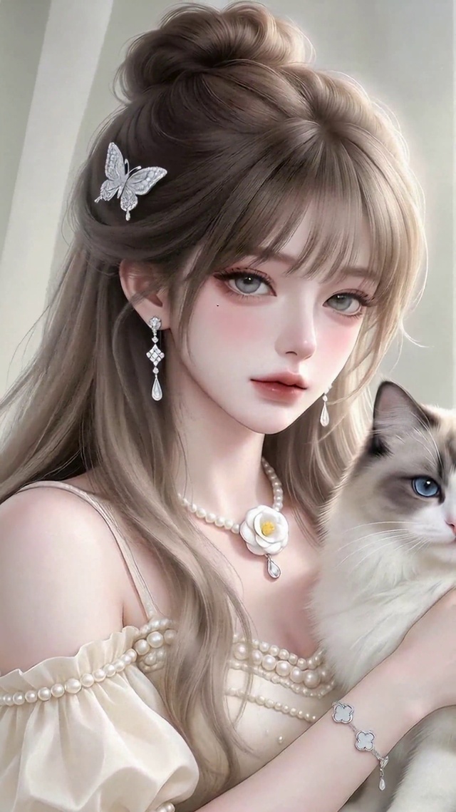 清纯少女与可爱布偶猫