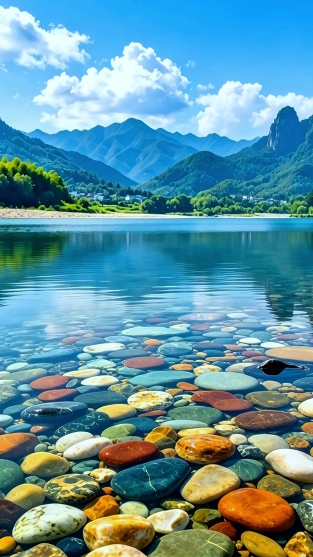 治愈蓝天湖泊4K