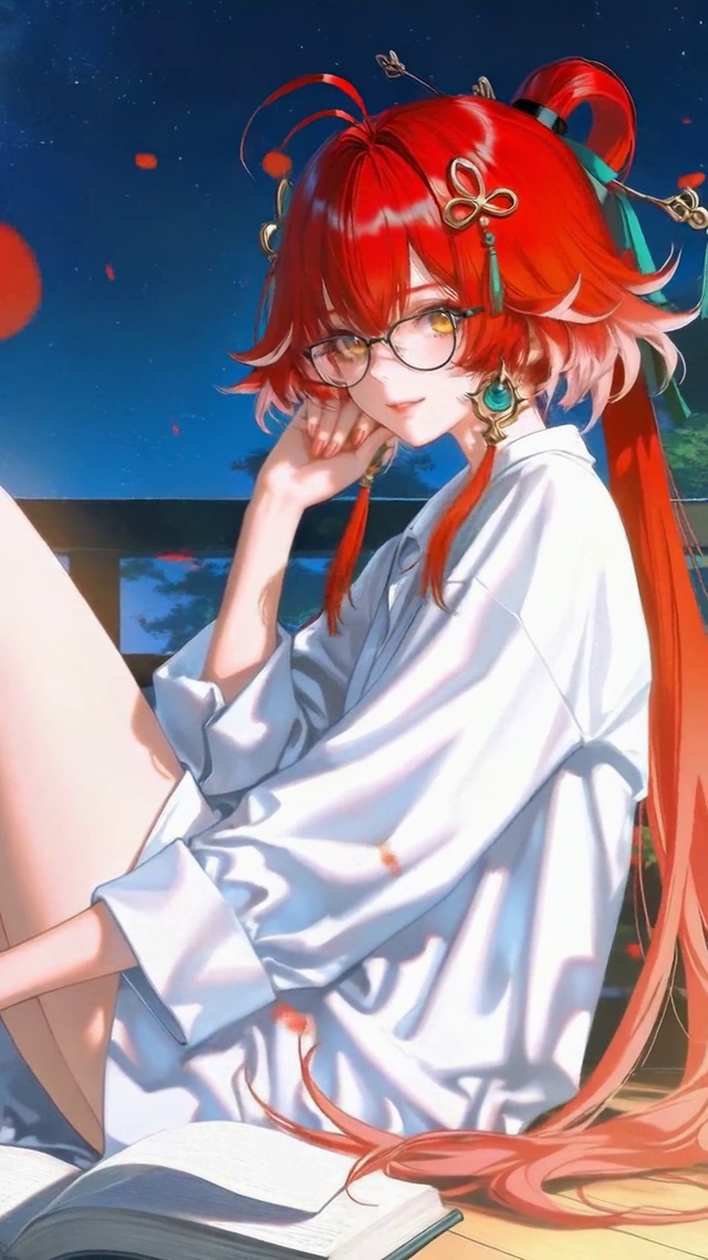 星空夜红发美少女长离